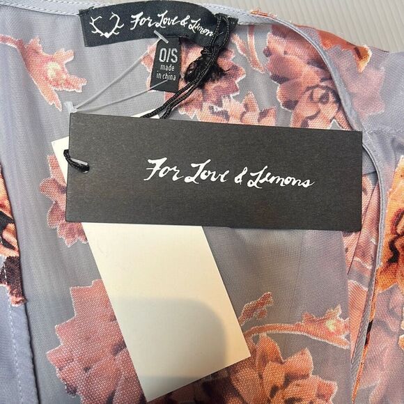 For Love & Lemons Purple Floral Mini Slip Dress & Sheer Kimono Duster Set O/S & - Picture 12 of 15
